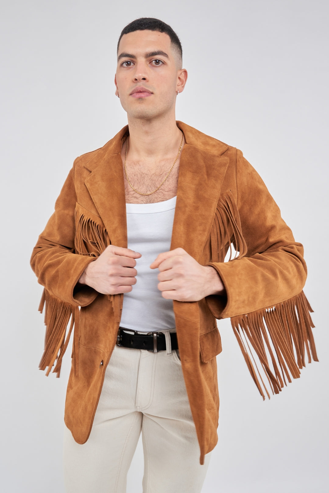 Brown Suede Fringed Jacket – POCHLY